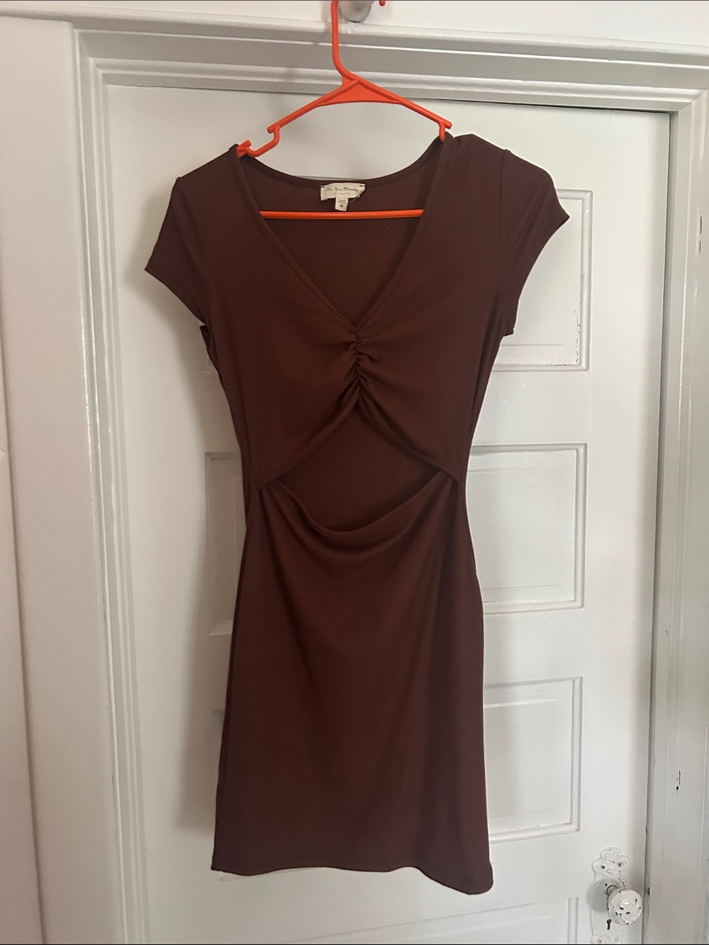 See You Monday Brown Mini Dress with Front Cutout
